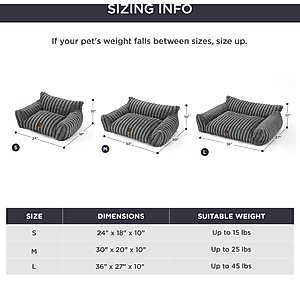 Bedsure Corduroy Fleece Dog Sofa Bed with Removable Cover, Warm Grey, Small