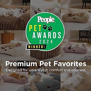 Bedsure Corduroy Fleece Dog Sofa Bed with Removable Cover, Warm Grey, Small