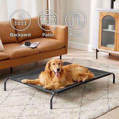 Show full view: Bedsure Indoor & Outdoor Mesh Hammock with Skid-Resistant Feet Elevated Dog & Cat Bed, Black, X-Large slide 6 of 9