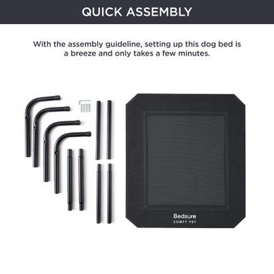 Show full view: Bedsure Indoor & Outdoor Mesh Hammock with Skid-Resistant Feet Elevated Dog & Cat Bed, Black, X-Large slide 4 of 9