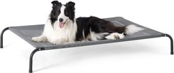Bedsure Indoor & Outdoor Mesh Hammock with Skid-Resistant Feet Elevated Dog & Cat Bed, Grey, Large