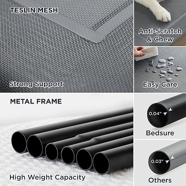 Show full view: Bedsure Indoor & Outdoor Mesh Hammock with Skid-Resistant Feet Elevated Dog & Cat Bed, Grey, X-Large slide 3 of 9