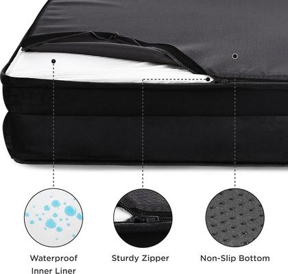 Show full view: Bedsure Orthopedic Bolster Dog Sofa Bed with Removable Cover, Dark Black, Medium slide 3 of 11