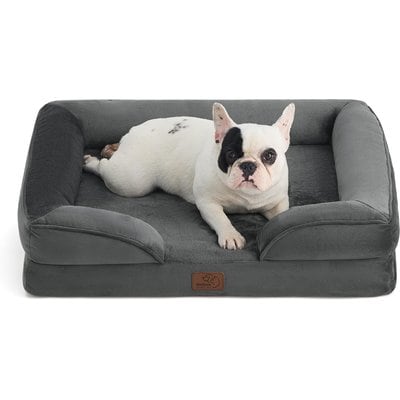 Bedsure Bedsure Orthopedic Bolster Dog Sofa Bed with Removable Cover, Dark Grey, Medium