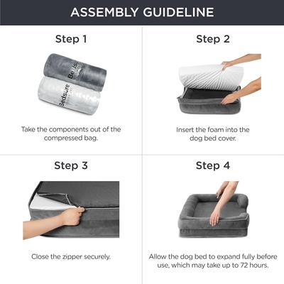 Show full view: Bedsure Orthopedic Bolster Dog Sofa Bed with Removable Cover, Dark Grey, Medium slide 6 of 10