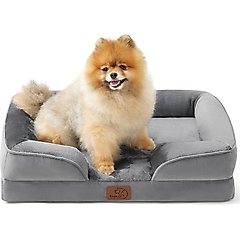 Bedsure Orthopedic Bolster Dog Sofa Bed with Removable Cover, Grey, Small