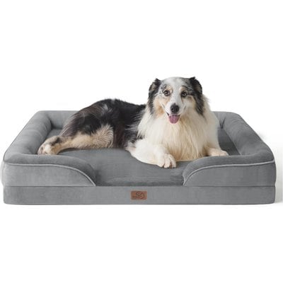 Bedsure Bedsure Orthopedic Bolster Dog Sofa Bed with Removable Cover, Grey, X-Large