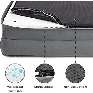 Bedsure Orthopedic Bolster Dog Sofa Bed with Removable Cover, Grey, X-Large