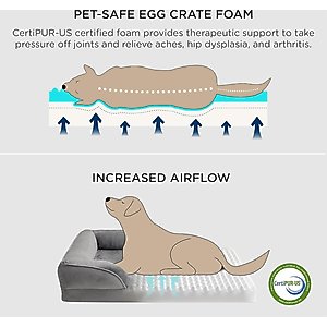 Bedsure Orthopedic Bolster Dog Sofa Bed with Removable Cover, Grey, X-Large
