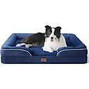 Bedsure Orthopedic Bolster Dog Sofa Bed with Removable Cover, Navy Blue, Large
