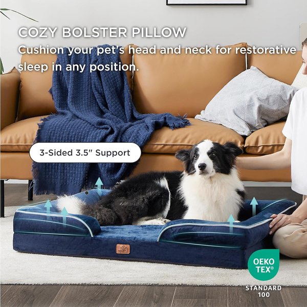Bedsure Orthopedic Bolster Dog Sofa Bed with Removable Cover