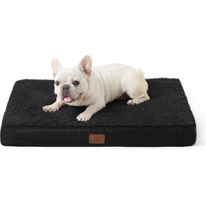 Bedsure Orthopedic Waterproof Dog Mat & Bed with Sherpa & Oxford Fabric Removable Cover, Black, Medium