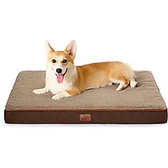 Bedsure Orthopedic Waterproof Dog & Cat Bed with Sherpa & Oxford Fabric Removable Cover, Brown, Large
