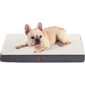Bedsure Orthopedic Waterproof Dog Mat & Bed with Sherpa & Oxford Fabric Removable Cover, Grey, Medium