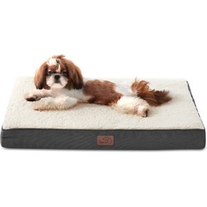 Bedsure Orthopedic Waterproof Dog Mat & Bed with Sherpa & Oxford Fabric Removable Cover, Grey, Small