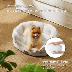 Bedsure Round Orthopedic Bolster Anti-Slip Puppy & Kitten Bed with Washable Pillow Cushion, Camel, Medium slide 2 of 7
