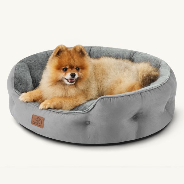 Bedsure Round Orthopedic Bolster Anti-Slip Puppy & Kitten Bed with Washable Pillow Cushion