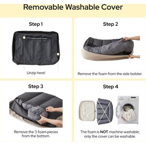 Bedsure SupportMax Orthopedic Removable Cover Dog Sofa Bed, Grey, Medium