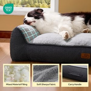 Bedsure SupportMax Orthopedic Removable Cover Dog Sofa Bed, Grey, Medium