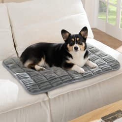 Bedsure Thin Soft Fleece Fully Machine Washable Dog & Cat Crate Mat, Grey, Large: 35-in