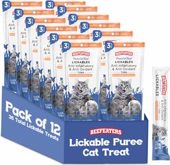 Beefeaters Anti-Inflammatory Grain-Free Tuna Lickable Cat Treats, 1.59-oz pouch, case of 12