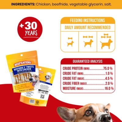 Show full view: Beefeaters Beefhide Twist Chicken Jerky Dog Treats, 26-oz bag slide 6 of 8