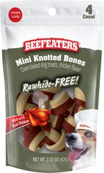 Beefeaters Chicken Mini Knotted Rawhide Free Bone Dog Treat, 2.32-oz bag, case of 12