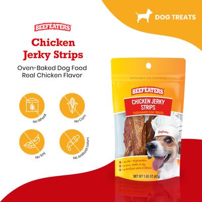 Show full view: Beefeaters Chicken Strips Jerky Dog Treats, 1.65-oz bag, case of 12 slide 3 of 8