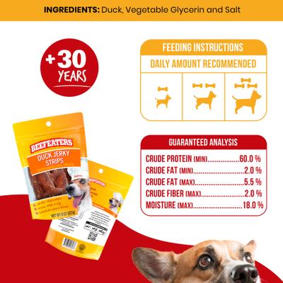 Show full view: Beefeaters Duck Strips Jerky Dog Treats, 8-oz bag slide 6 of 9