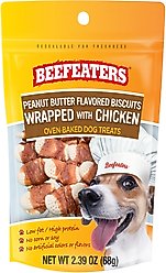 Beefeaters Peanut Butter Biscuit Chicken Jerky Dog Treats, 2.39-oz bag, case of 12