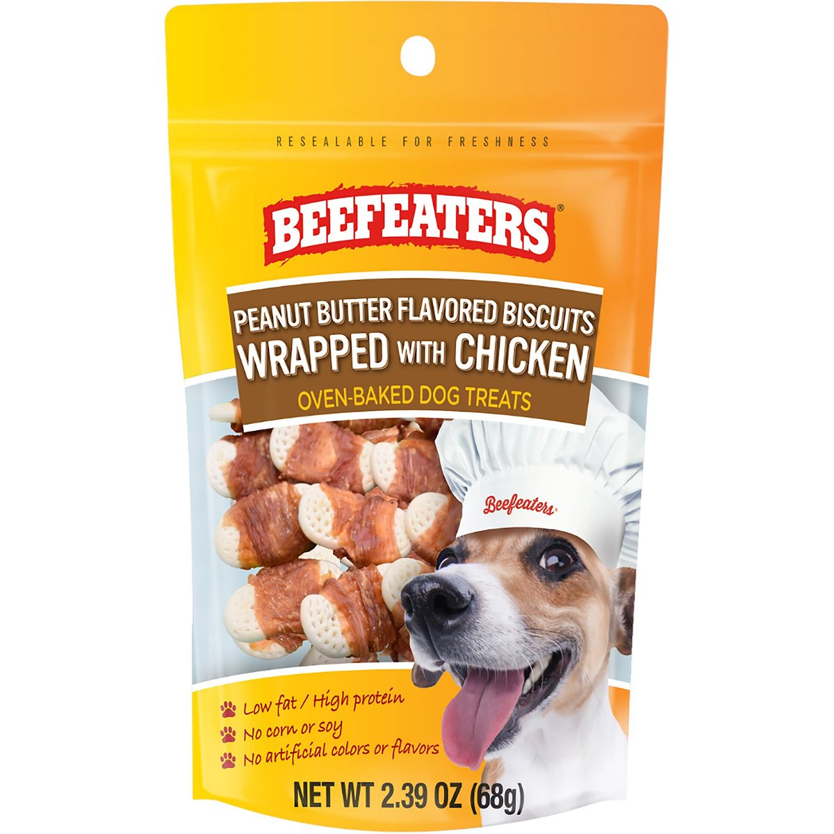 Beefeaters Peanut Butter Biscuit Wrapped with Chicken Jerky Dog Treats, 2.39-oz bag, case of 12