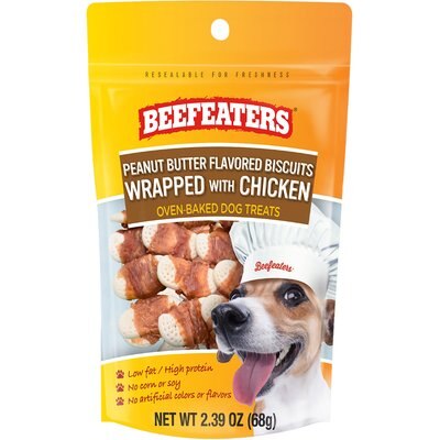 Beefeaters Beefeaters Peanut Butter Biscuit Wrapped with Chicken Jerky Dog Treats, 2.39-oz bag, case of 12
