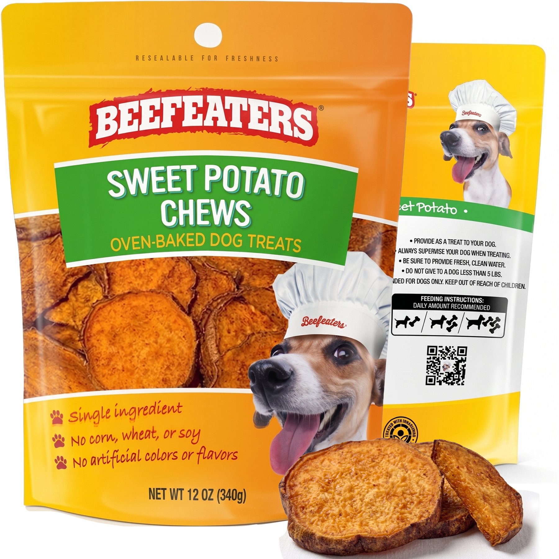 Beefeaters Sweet Potato Natural Dog Chew Treats, 12-oz bag