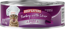 Beefeaters Turkey Liver Pate Wet Cat Food, 5.5-oz can, case of 24