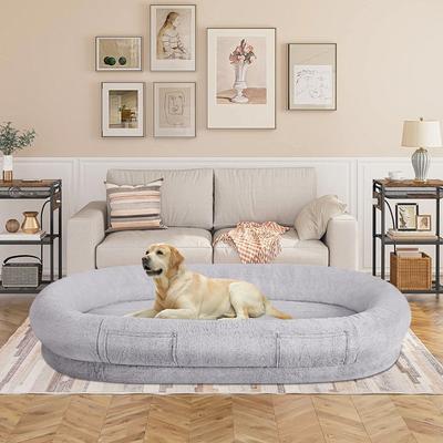 Show full view: beeNbkks Bolster Dog Bed with Cooling Cover, Grey, Jumbo slide 7 of 8