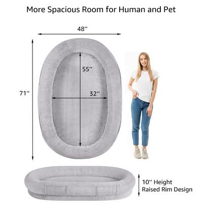 Show full view: beeNbkks Bolster Dog Bed with Cooling Cover, Grey, Jumbo slide 3 of 8