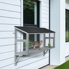 beeNbkks Cat Catio Window Cat Perch, Grey