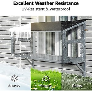 beeNbkks Cat Catio Window Cat Perch, Grey