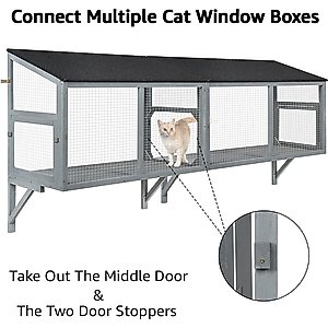 beeNbkks Cat Catio Window Cat Perch, Grey