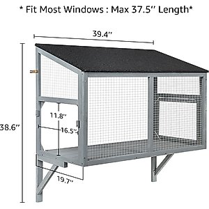 beeNbkks Cat Catio Window Cat Perch, Grey