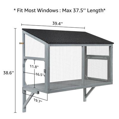 Show full view: beeNbkks Cat Catio Window Cat Perch, Grey slide 4 of 8