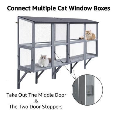 Show full view: beeNbkks Double Deck Catio Wood Cat Window Perch, Grey slide 3 of 8