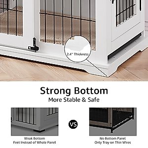 beeNbkks Wood & Iron Wire Sliding Barn Door Furniture-Style Dog Crate, White, Large