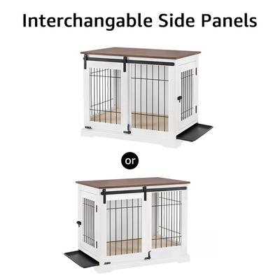 Show full view: beeNbkks Wood & Iron Wire Sliding Barn Door Furniture-Style Dog Crate, White, Medium slide 7 of 8