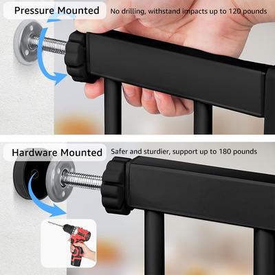 Show full view: beeNbkks Wood & Steel Farmhouse Pet Gate, Walnut & Black slide 7 of 7