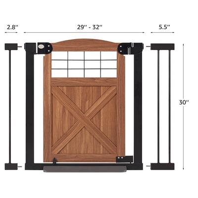 Show full view: beeNbkks Wood & Steel Farmhouse Pet Gate, Walnut & Black slide 3 of 7