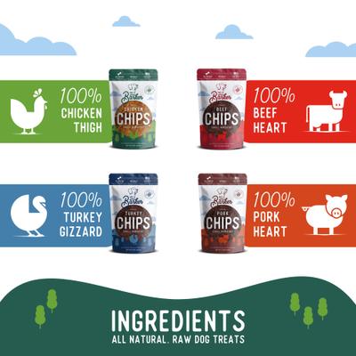 Show full view: Beg & Barker The Farmyard & Pasture Variety Whole Chicken Turkey & Beef Chips Natural Single Ingredient Dog Treats, 8-oz bag, case of 4 slide 8 of 11