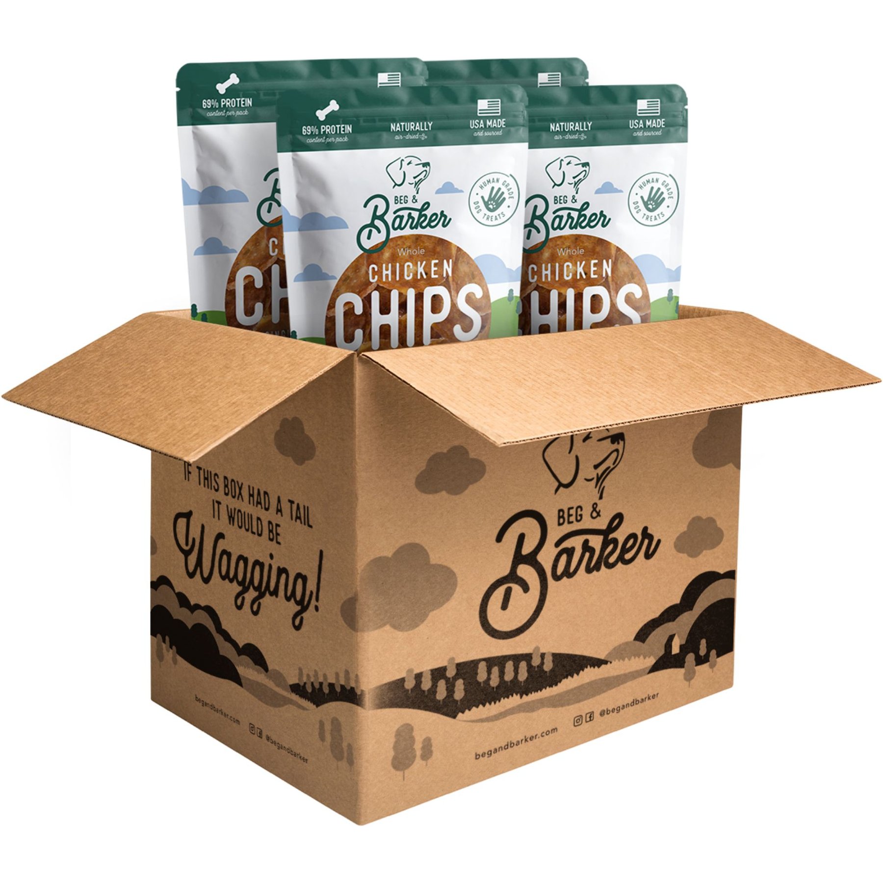 Beg & Barker Whole Chicken Chips Natural Single Ingredient Dog Treats, 3.5-oz, case of 4