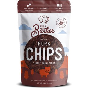 Beg & Barker Whole Pork Chips All Natural Single Ingredient Dog Treats, 8-oz bag