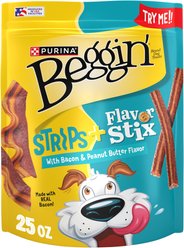 Beggin' Flavor Stix & Strips with Bacon & Peanut Butter Flavor Soft & Chewy Dog Treats, 25-oz pouch